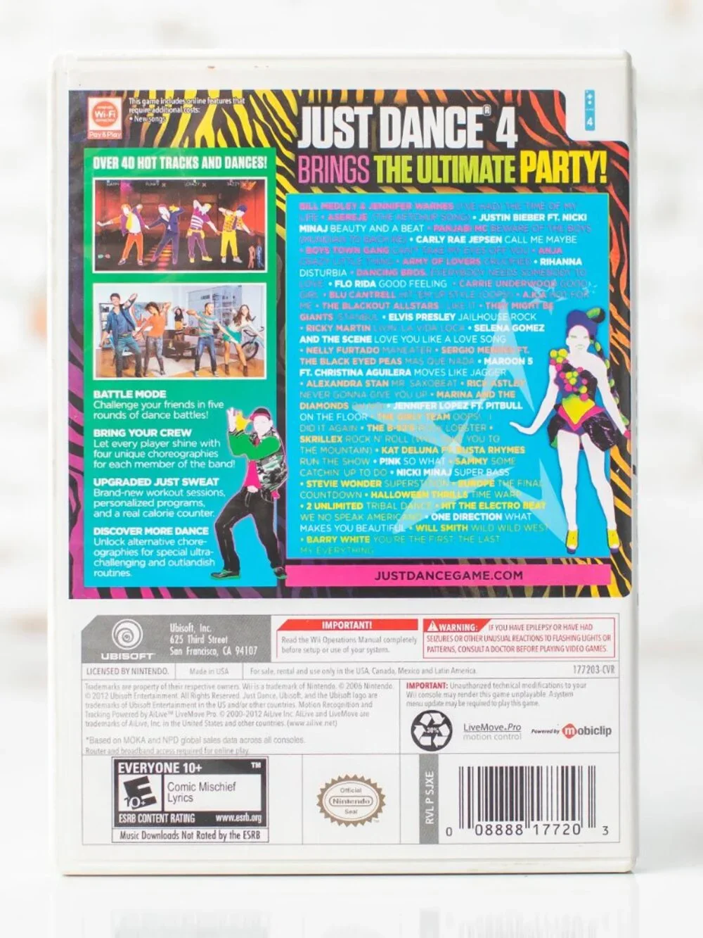 Just Dance 4 Nintendo Wii 2012 Ubisoft Complete CIB Game Disc Case Manual